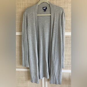 Lands' End Women's Gray Open Cardigan Sweater Cotton Medium Tall MT